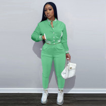 Solid Baseball Jacket And Pants Two Piece Sets YIM-224