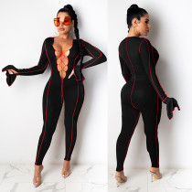Sexy Lace-up Flared Sleeve Nightclub Jumpsuit FSXF-234