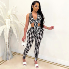 Sexy Fashion Houndstooth Print Two Piece Sets FSXF-270
