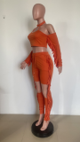 Sexy Tassel Hollow Long Sleeve 2 Piece Pants Set HMS-5518