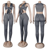 Sexy Fashion Houndstooth Print Two Piece Sets FSXF-270