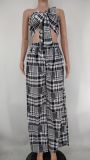 Sexy Printed Wrap Chest Wide Leg Pants 2 Piece Sets XMY-9319 