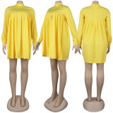 Plus Size Solid Color Loose Long Sleeve Dress NY-8844