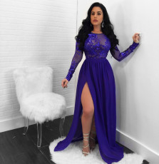 Sexy Backless Sequined Perspective Split Long Dress NY-8499