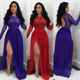 Sexy Backless Sequined Perspective Split Long Dress NY-8499