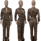Plus Size Casual Printed Long Sleeve Sashes Jumpsuit LSD-8615-1