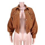 Plus Size Corduroy Full Sleeve Jacket ASL-6522