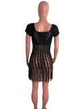 Sexy Fashion Hollow Out Weave Tassel Beach Dress OSM-4330