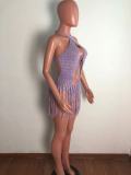 Sexy Fashion Backless Weave Tassel Beach Dress OSM-4345