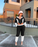 Teddy Plush Hooded Zipper Two Piece Sets FENF-192