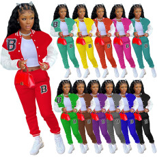 Casual Printed Baseball Jacket And Pants Two Piece Sets WSYF-5915