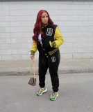 Casual Letter Baseball Jacket And Pants Two Piece Sets YH-5244