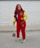 Casual Letter Baseball Jacket And Pants Two Piece Sets YH-5244