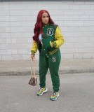 Casual Letter Baseball Jacket And Pants Two Piece Sets YH-5244