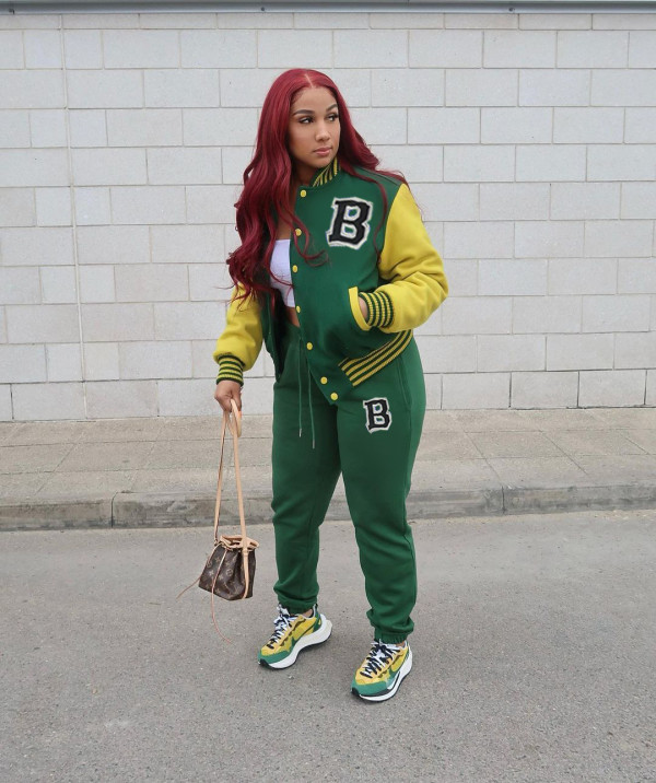 Casual Letter Baseball Jacket And Pants Two Piece Sets YH-5244