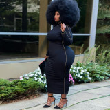 Plus Size Long Sleeve Slim Maxi Dress OSIF-21397