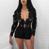 Sexy Lace Long Sleeve Top And Shorts 2 Piece Sets TE-4345