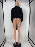 Solid Sexy Long Sleeve Deep V Neck Blouse Top SMD-82085