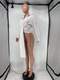 Solid Sexy Long Sleeve Deep V Neck Blouse Top SMD-82085
