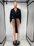 Solid Sexy Long Sleeve Deep V Neck Blouse Top SMD-82085