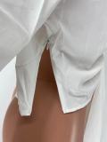 Solid Sexy Long Sleeve Deep V Neck Blouse Top SMD-82085