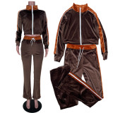 Casual Long Sleeve Zipper Two Piece Sets MDF-5269