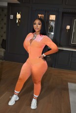 Velvet Long Sleeve Casual Zipper Jumpsuit YD-8547
