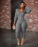 Plus Size Hooded Knitted Long Sleeve Jumpsuit TK-6207-1