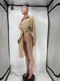 Solid Sexy Long Sleeve Deep V Neck Blouse Top SMD-82085