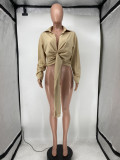 Solid Sexy Long Sleeve Deep V Neck Blouse Top SMD-82085