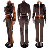 Casual Long Sleeve Zipper Two Piece Sets MDF-5269