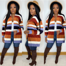 Knitted Striped Full Sleeve Saweater Cardigan FSXF-F331