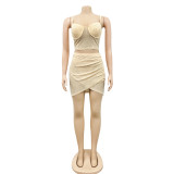 Sexy Hot Drilling Mesh Cami Top Mini Skirt 2 Piece Sets BY-5260