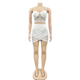 Sexy Hot Drilling Mesh Cami Top Mini Skirt 2 Piece Sets BY-5260