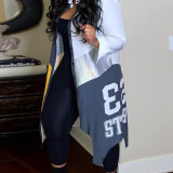 Plus Size Letter Print Full Sleeve Long Coat GLF-10076