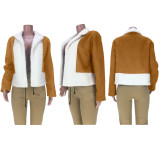 Winter Plush Patchwork Full Sleeve Wram Coat MDF-5295