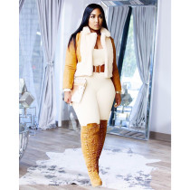 Winter Plush Patchwork Full Sleeve Wram Coat MDF-5295