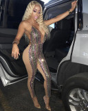 Sexy Sequin Deep V Neck Backless Bandage Jumpsuit ME-Q176