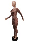 Sexy Mesh Printed Long Sleeve Bodysuit+Pants 2 Piece Sets MEM-88406