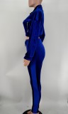 Solid Zipper Coat And Pants Two Piece Sets XMY-9333