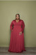 Plus Size Solid V Neck Long Sleeve Maxi Dress XMY-9336