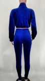 Solid Zipper Coat And Pants Two Piece Sets XMY-9333