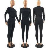 Solid Long Sleeve Two Piece Pants Set FOSF-8114