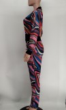 Casual Printed Zipper Jacket And Pants 2 Piece Sets XMY-9337
