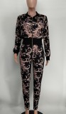 Casual Printed Zipper Jacket And Pants 2 Piece Sets XMY-9337