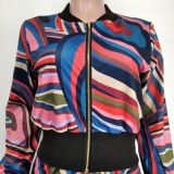 Casual Printed Zipper Jacket And Pants 2 Piece Sets XMY-9337