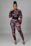 Casual Printed Zipper Jacket And Pants 2 Piece Sets XMY-9337