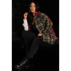 Plaid Patchwork Long Sleeve  Shirt Top ASL-6533