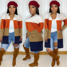 Knitted Striped Long Sleeve Sweatwer Cardigan FSXF-F332