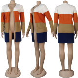 Knitted Striped Long Sleeve Sweatwer Cardigan FSXF-F332